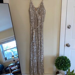 Gold Fashion Nova Sequin Sparkly Jumpsuit